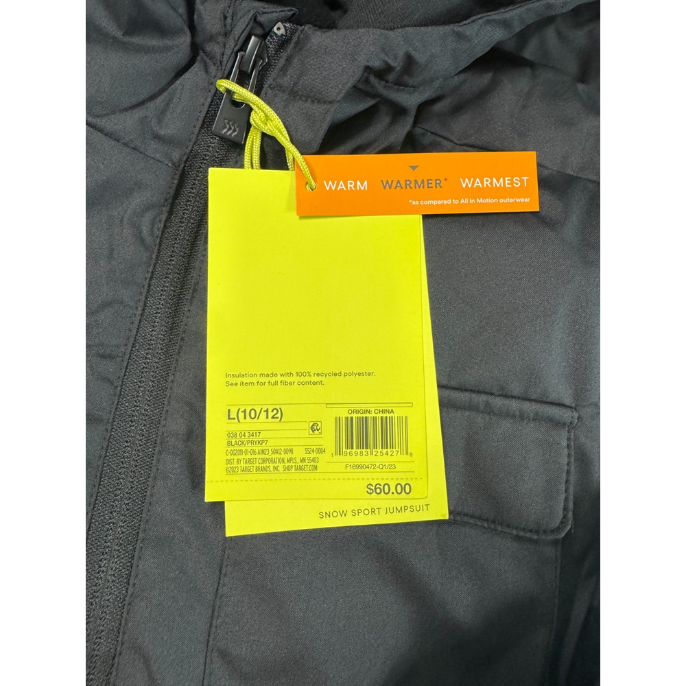 All in Motion Boys' Solid Snowsuit Black Size L NWT - Picture 3 of 5